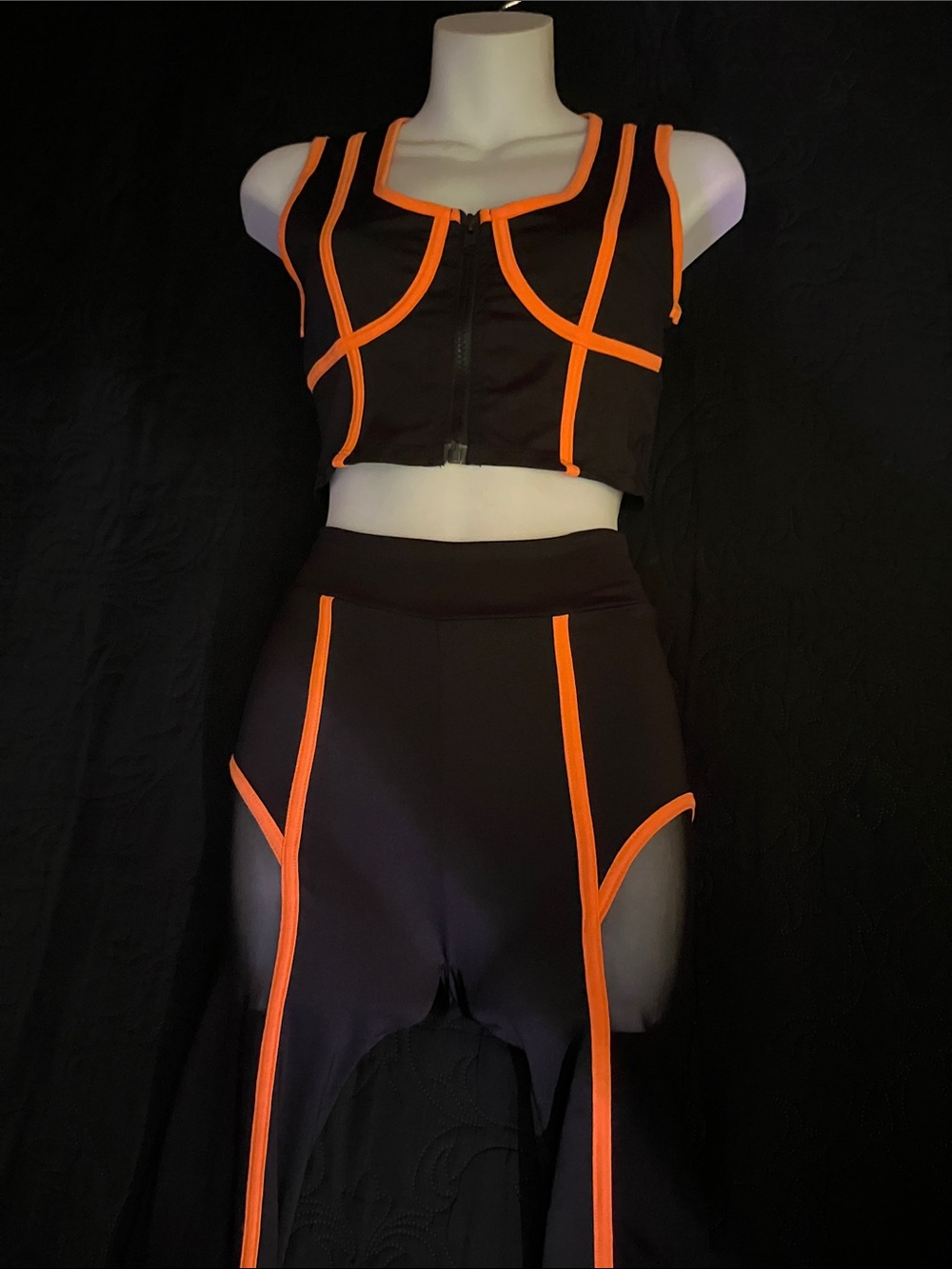 Rue21 Black Leggings with Yellow Contrast Piping